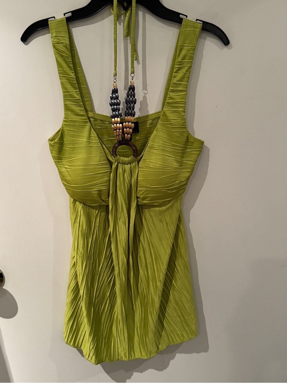 Bwear Lime Green Pleated Halter-Accent Women's Camisole
